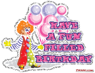 Have fun filled birthday, clown and balloons