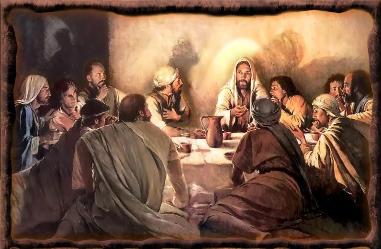 Jesus having dinner with his disciplies