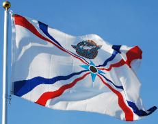 Assyrian Flag over the blue sky of San Jose California, By An Ashuria