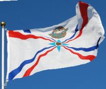 Assyrian Flag over the blue sky of San Jose California, By An Ashuria