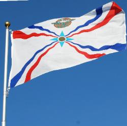 Assyrian Flag over the blue sky of San Jose California, By An Ashuria